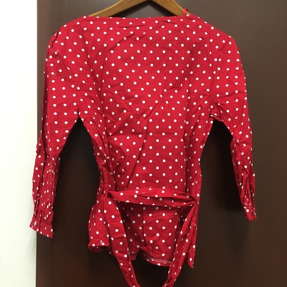 NWT Love, Fire Printed Faux Wrap Blouse - Picture 4 of 7